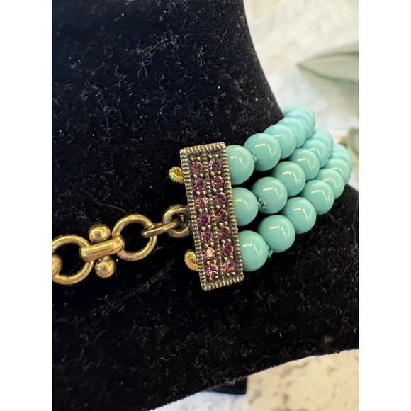 Heidi Daus Turquoise-Style Bead Statement Pendant Necklace‎ Art Nouveau - Picture 4 of 16